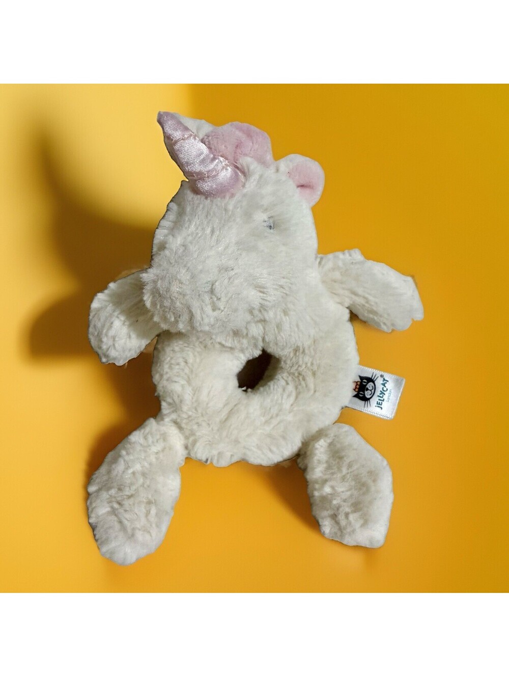 Jellycat London Bashful Unicorn Baby Rattle Ring White Small 8 inch